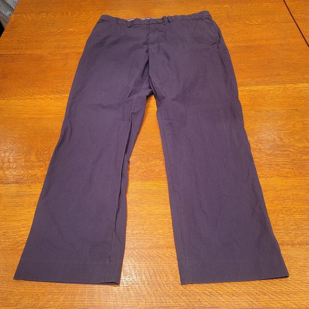 Jcrew Bowery Classic Pants 100% Cotton Chinos 35x32 Gray Striped